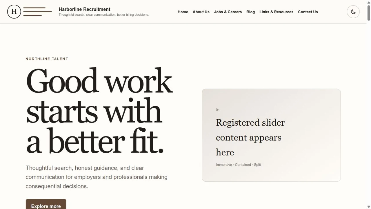 Recruitment agency DesignWeb configuration preview