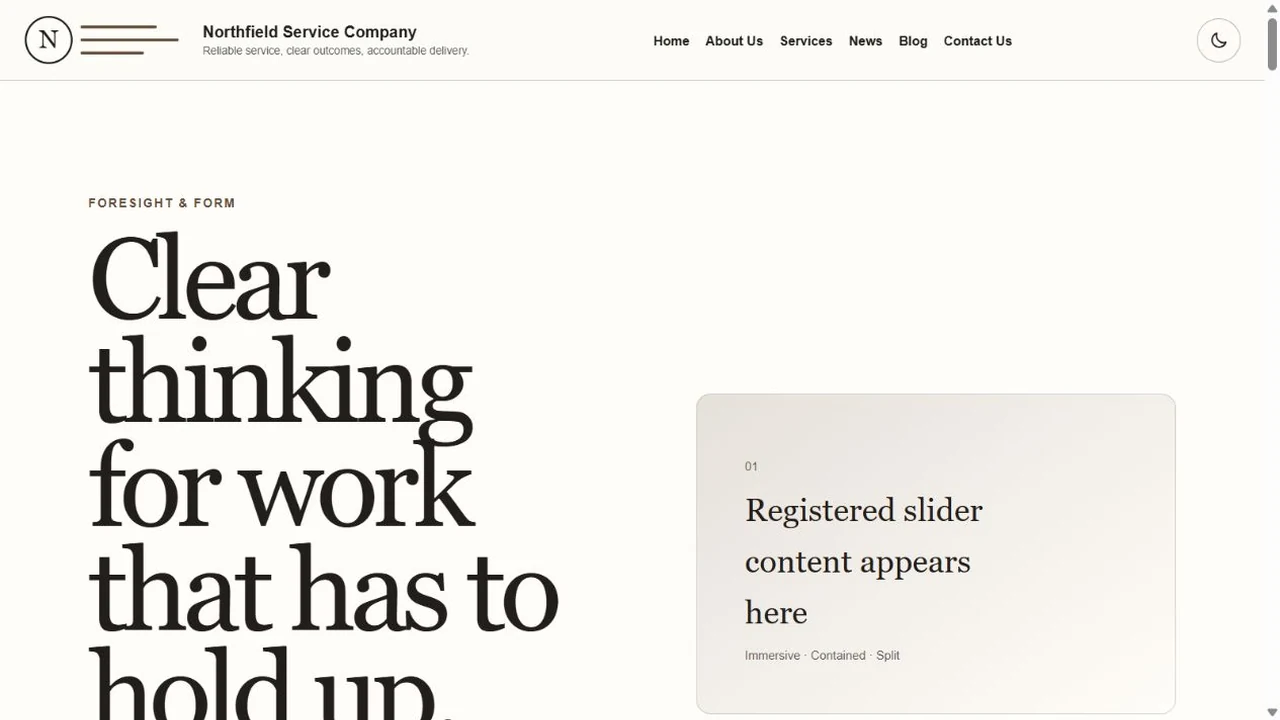 Service company DesignWeb configuration preview